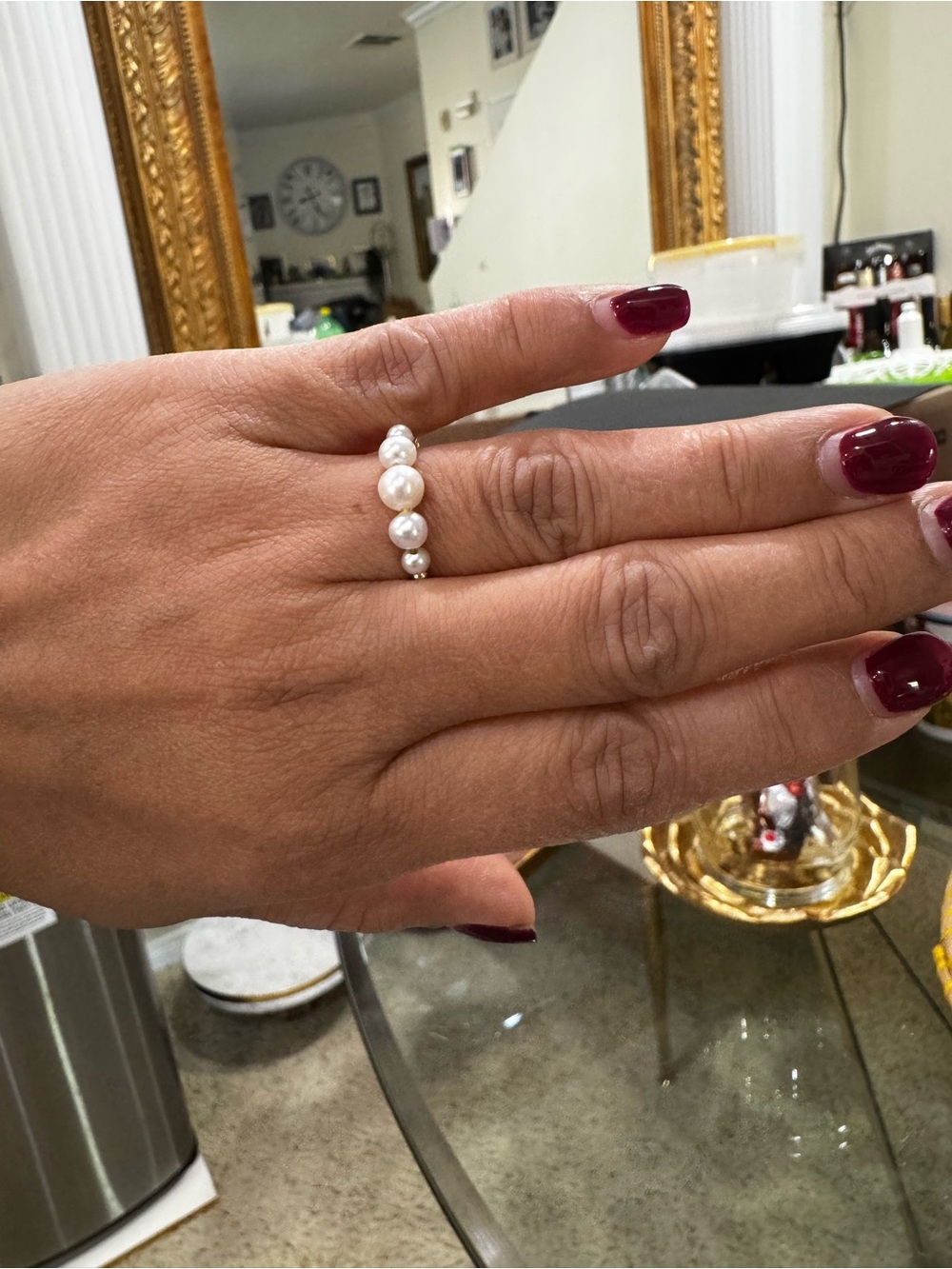 Freshwater Pearl Beaded Ring - White